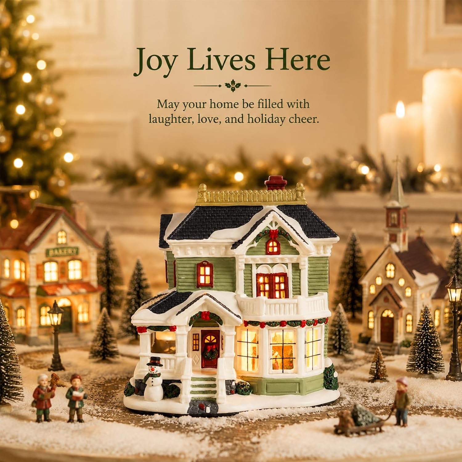 Christmas Village Houses, Lighted Ceramic Christmas Victorian Buildings