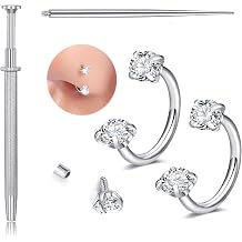 Longita Silver Gold Nose Studs 18g 20g 22g TItanium Threadless Nose Ring Screw Corkscrew Nostril Piercing Jewelry for Women Men 16g Flat Back Tragus Helix Cartilage Earring Stud 6mm 8mm Labret Jewelry