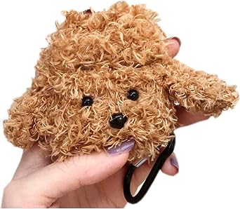 Furry Case for AirPods Pro 2nd/1st Generation Funny Cute 3D Cartoon Plush Design Soft Warm Fluffy AirPod Pro 2 Cover with Keychain Kawaii Anti-Fall Protective Case Women GirlsTeddy