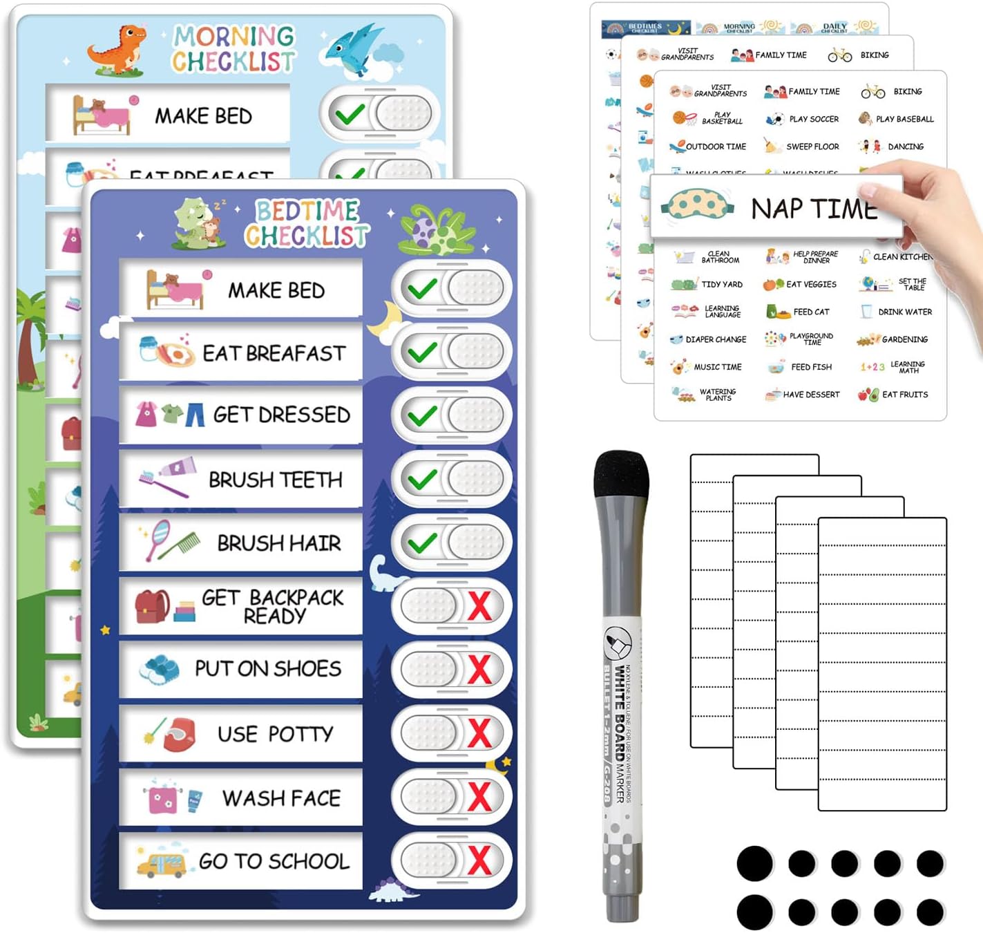 Amazon.com : Upgraded 2 in 1 Bedtime/Morning Routine Chart for Kids ...