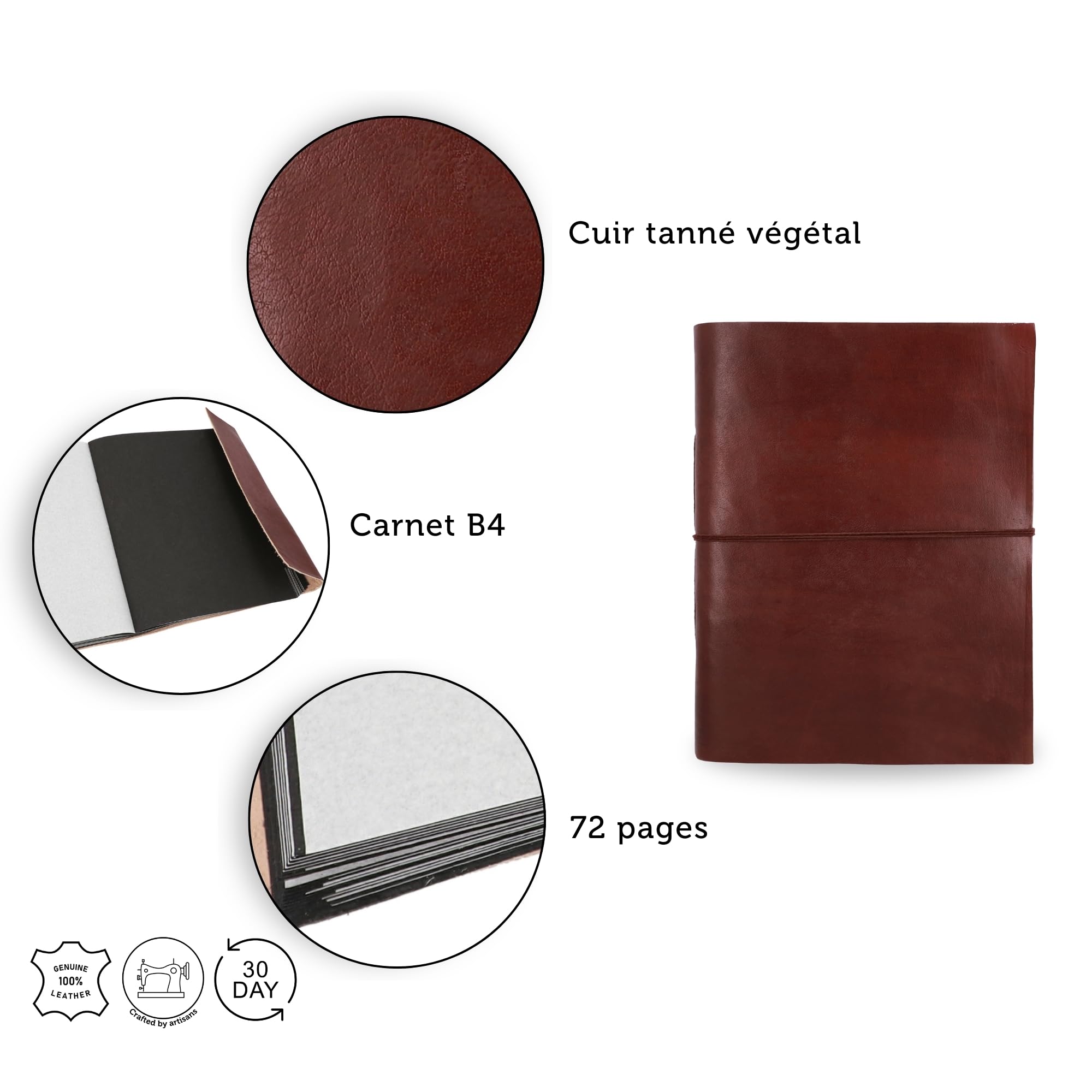 Gusti Carnet en cuir- Agenda en cuir véritable