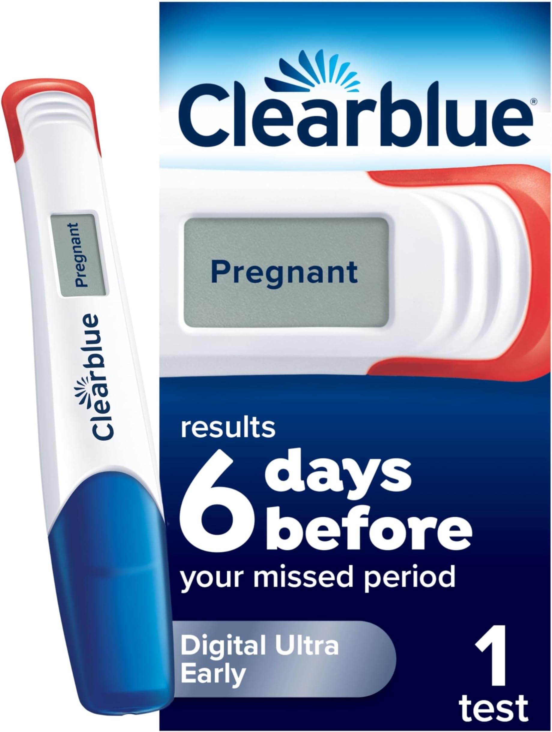 Clearblue Pregnancy Test, Digital Ultra Early Detection (10 mIU/ml), Results 6 Days Early, 1 Digital Test, Packaging May Vary