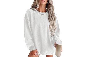 SayHappy Womens Oversized Long Sleeve Crewneck Casual Corded Sweatshirts Pullover Tops