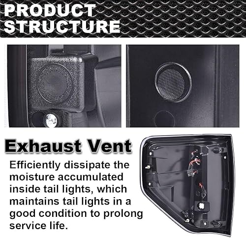 Miniatura 7 de CROSSDESIGN Luces traseras LED para Ford F150 2009-2014, conjunto de luz de freno con arnés de cableado sin bombillas lado izquierdo y derecho,