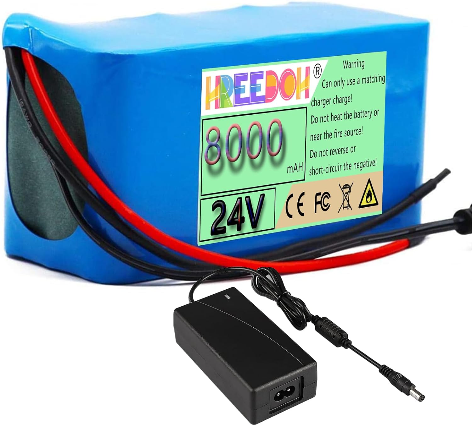 24V Lithium-ion Battery 24V Lithium Battery Pack 24V Rechargeable Battery 8Ah with BMS and Charger for 0-200W Motor Conversion Kit