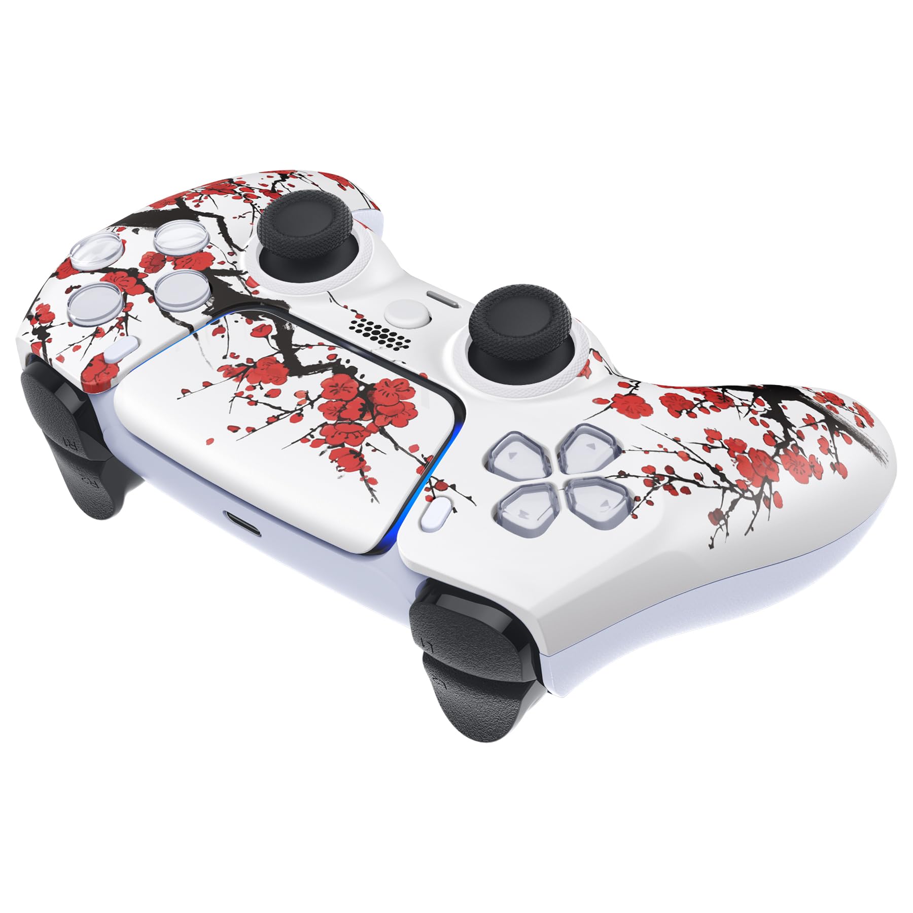 eXtremeRate Luna Cover per ps5 Controller Joystick,Shell Frontale Touchpad Ricambio,Scocca Ridisegnata&Anelli per ps5 Joypad BDM 010/020/030/040/050-Fioritura Invernale