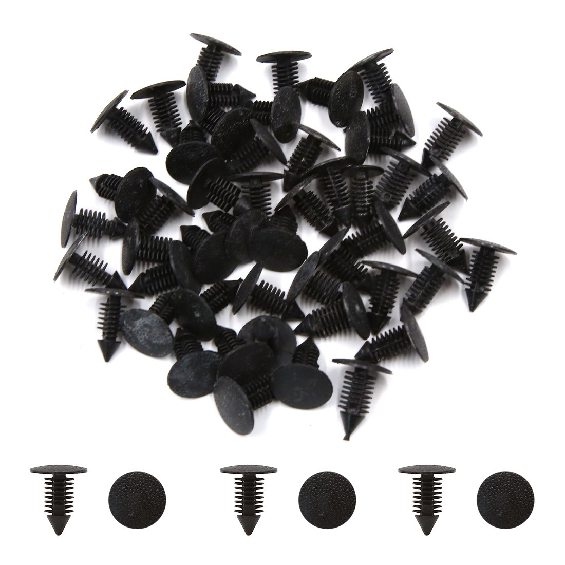 20 Rivets Plastique Noir Sourcing Map – Clips De Fixation Pour Trou De 6 Mm, Idéal Pour Garnitures Auto (portes, Pare-chocs)