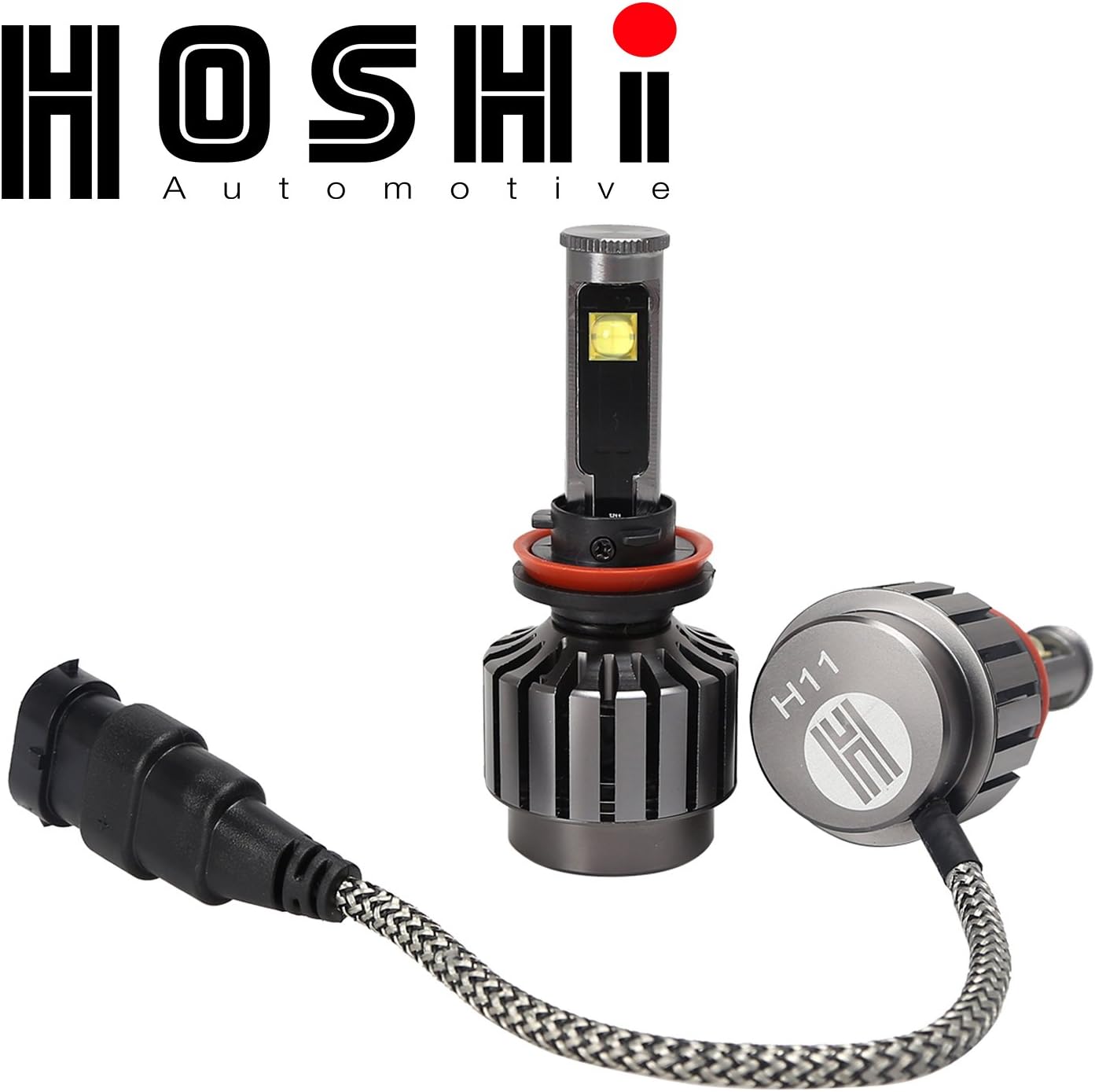 HOSHI H11 LED Headlights H8 H9 H16 bulb - 6K 6000k 30W Bright White headlight at 8,000 Lm, JAPANESE INTERNAL PARTS, LIFETIME WARRANTY