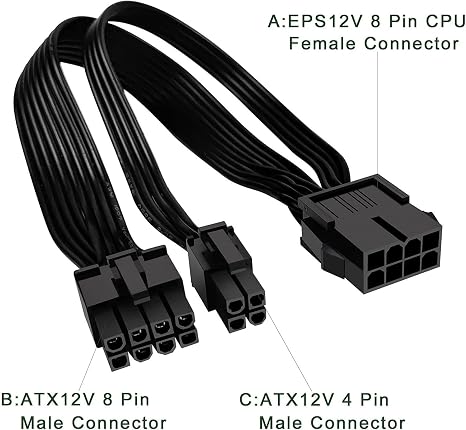 Parcbeny 9546 EPS 12V CPU Female To ATX 8+4 Pin Power Supply Converter Adapter Cable EPS 12V CPU 8Pin Female power supply male to 8 pin male to CPU 8pin ATX 4 pin male bits to motherboard