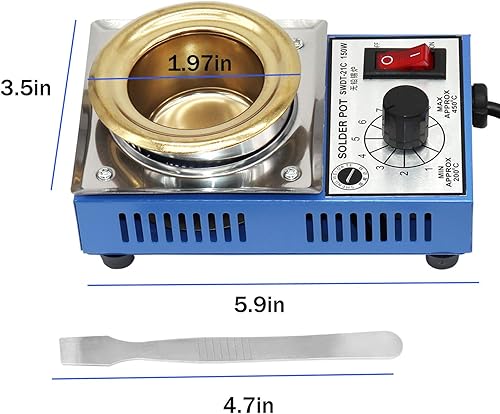 Miniatura 5 de Olla de soldadura sin plomo de 1.969 in 110 V 150 W con capacidad de 17.64 oz y raspador de pasta de soldadura BGA para soldadura y baño de soldadura