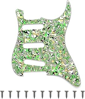 11 Hole ST/Strat Style Pickguard SSS Pick Guard for USA/Mexico Stratocaster/Strat Modern Style Guitar Parts, 3 Ply with Screws (Green Shell)