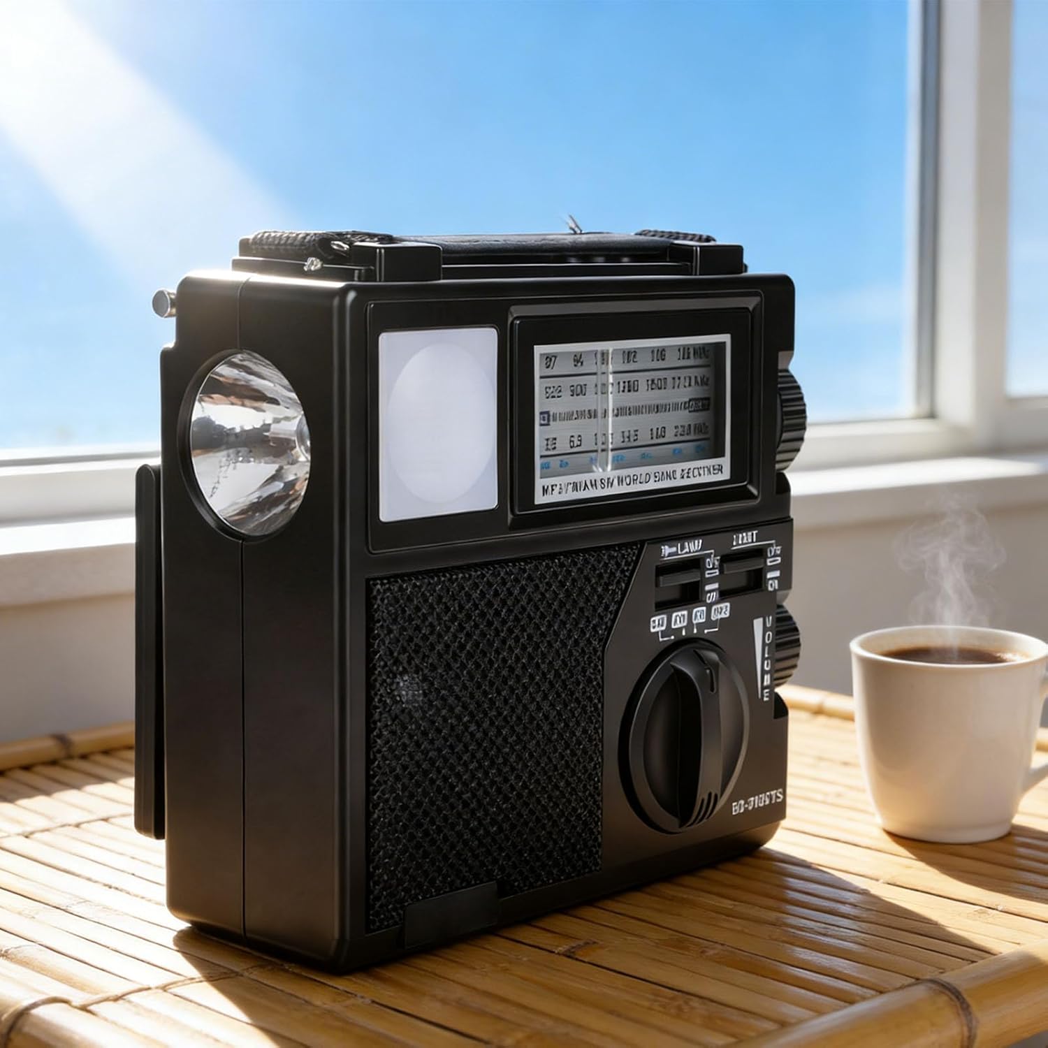 Bewinner AM FM SW Solar Radio, Bluetooth Portable Radio with Dual Antenna for Clear Signal, Memory Card Playback, Flashlight, Suitable for Seniors Outdoor Camping