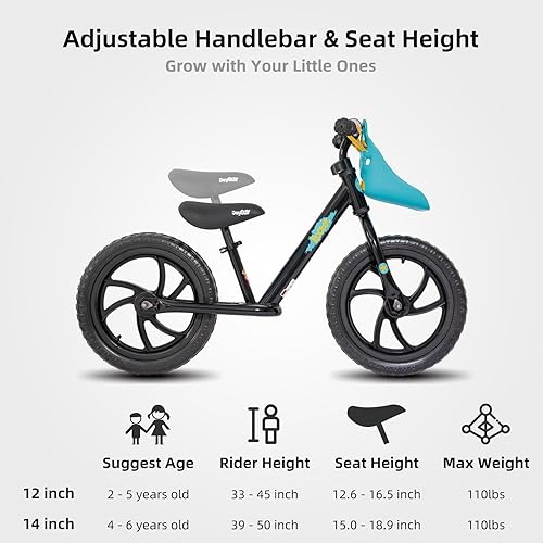 Miniatura 4 de JOYSTAR Bicicleta de equilibrio para niños de 1214 pulgadas para niños de 18 meses a 6 años, bicicletas de equilibrio ligeras con reposapiés y cesta