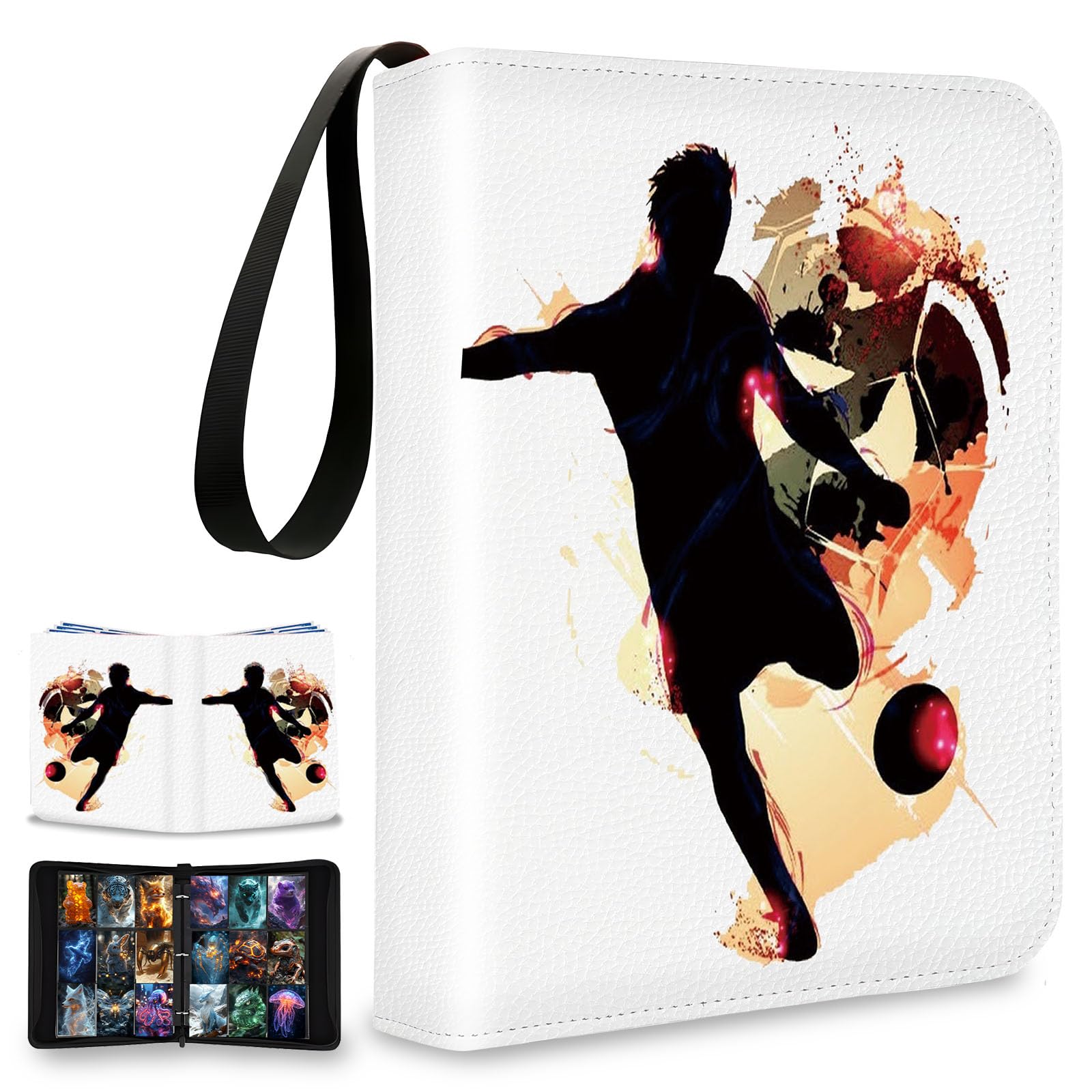 DROSOKING 900 Pockets Sports Card Binder, Sports Trading Cards Binder with 50 Double-sided Removable Sleeves, Waterproofing Sports Cards Organizer,Compatible with Soccer Cards 2024-25 Sports Cards