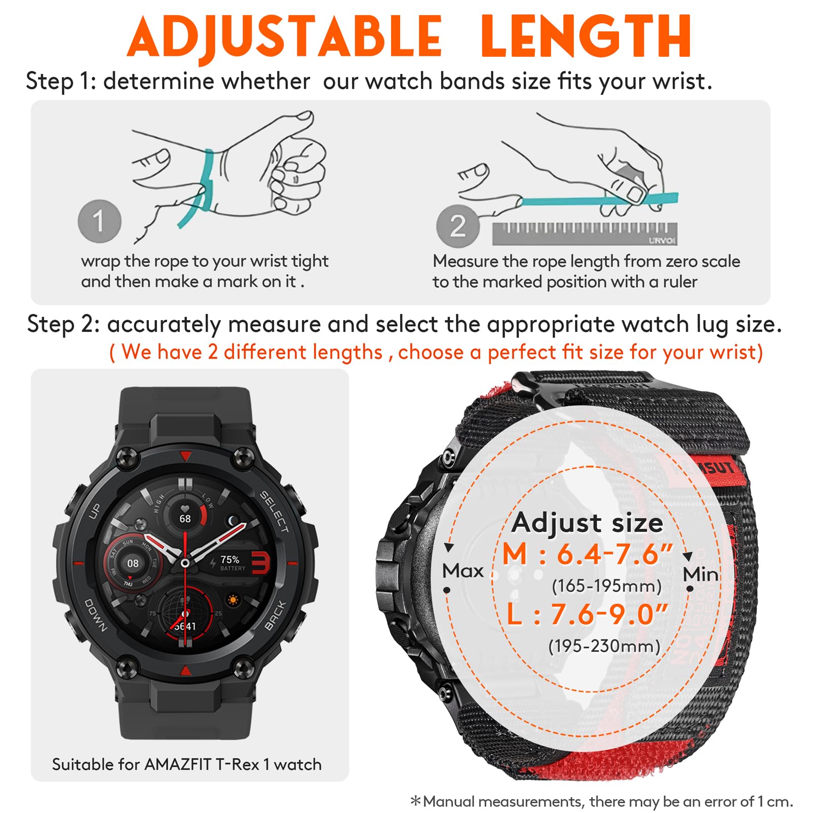 torbollo Correas de reloj compatibles con T-Rex/T-Rex 2/T-Rex Pro/T-Rex Ultra, correas ajustables de repuesto suaves y deportivas