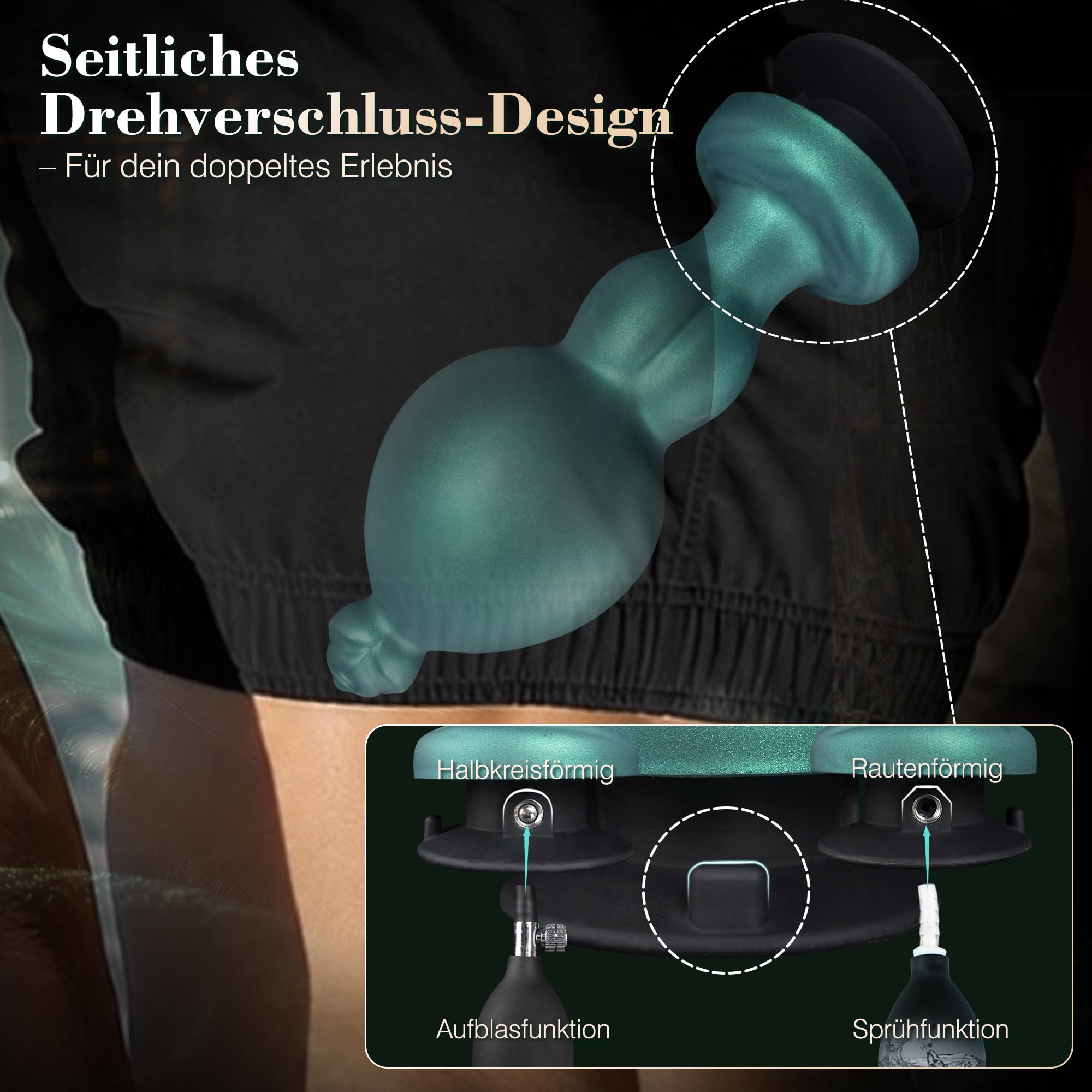 Neuer aufblasbarer Analdildo mit Sprühfunktion und Drehverschluss-System