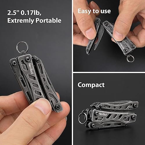 Miniatura 4 de Nextool EDC Llavero multiherramienta, 10 en 1 mini cuchillo de bolsillo multiherramienta con alicates de nariz de aguja, tijeras, mini útiles
