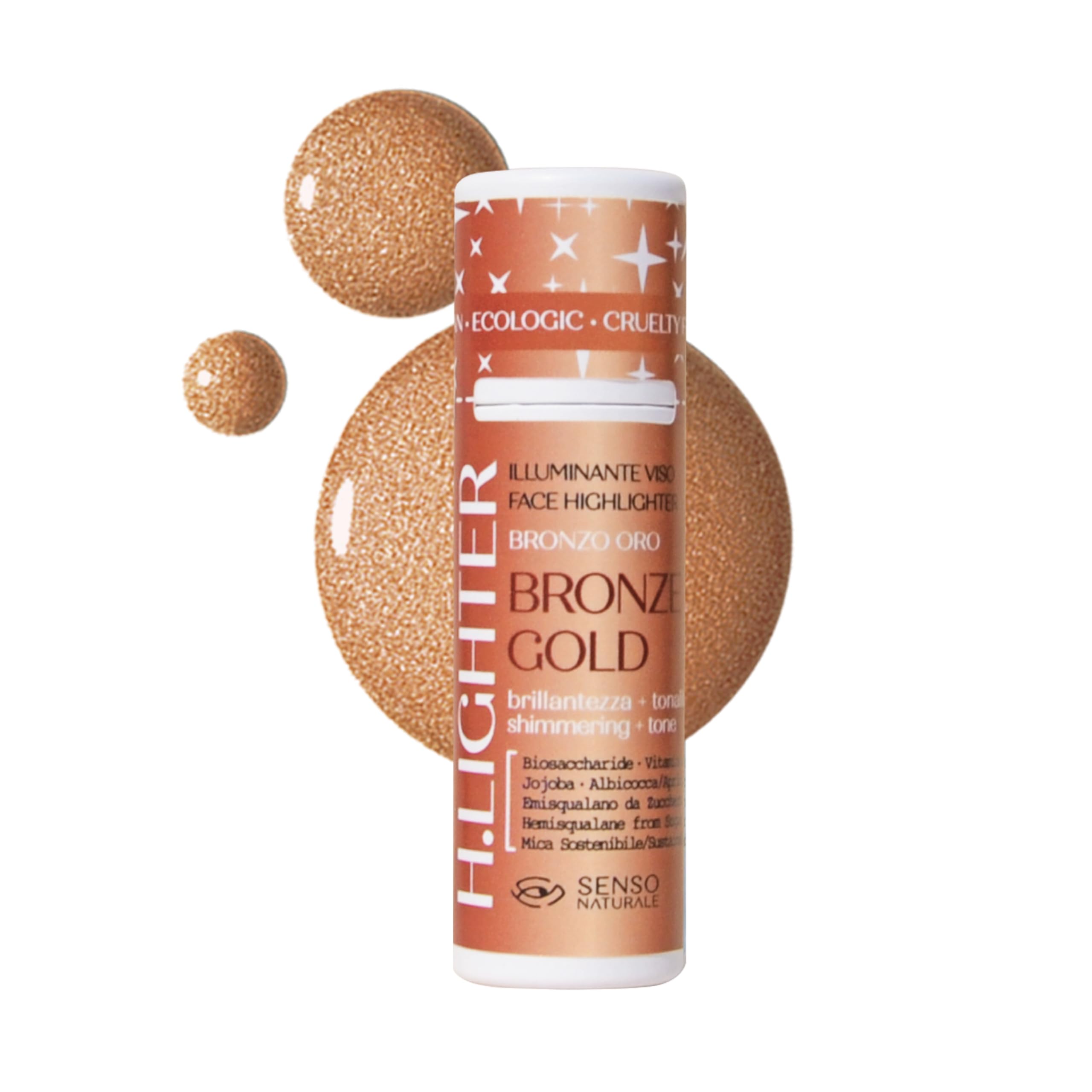 Senso Naturale Nourishing Solid Face Highlighter for Contouring Contour Stick with Shea Butter, Murumuru