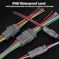 Vista 4 de Paquete de 2 Conectores Deutsch DT de 8 Pines, Conector Eléctrico Impermeable Macho y Hembra Enchufe Arnés de Cableado con 16AWG 8 Cables para Coche