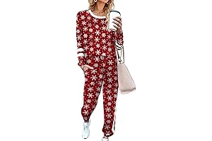 Christmas Jump Suit: Aloodor Women's Crewneck Sweatshirt and Pants Set