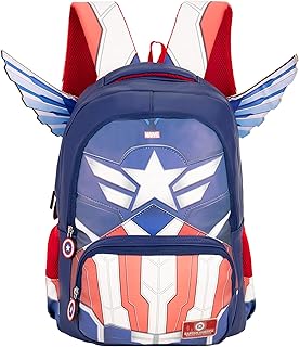 Captain America Kids Backpack 16-inch with Detachable Wings School Bag, Travel Bag for Boys Marvel Superhero Bag for Kids