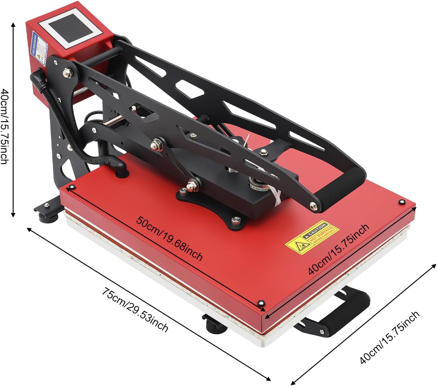 1800W Professional Heat Press Machine 16x20 Inch, Digital LCD Swing Away Shirt Hat Mug Press, 110V Sublimation for T-Shirts Phone Cases Puzzles Pillows, Semi-Auto Industrial Heat Transfer Press Red