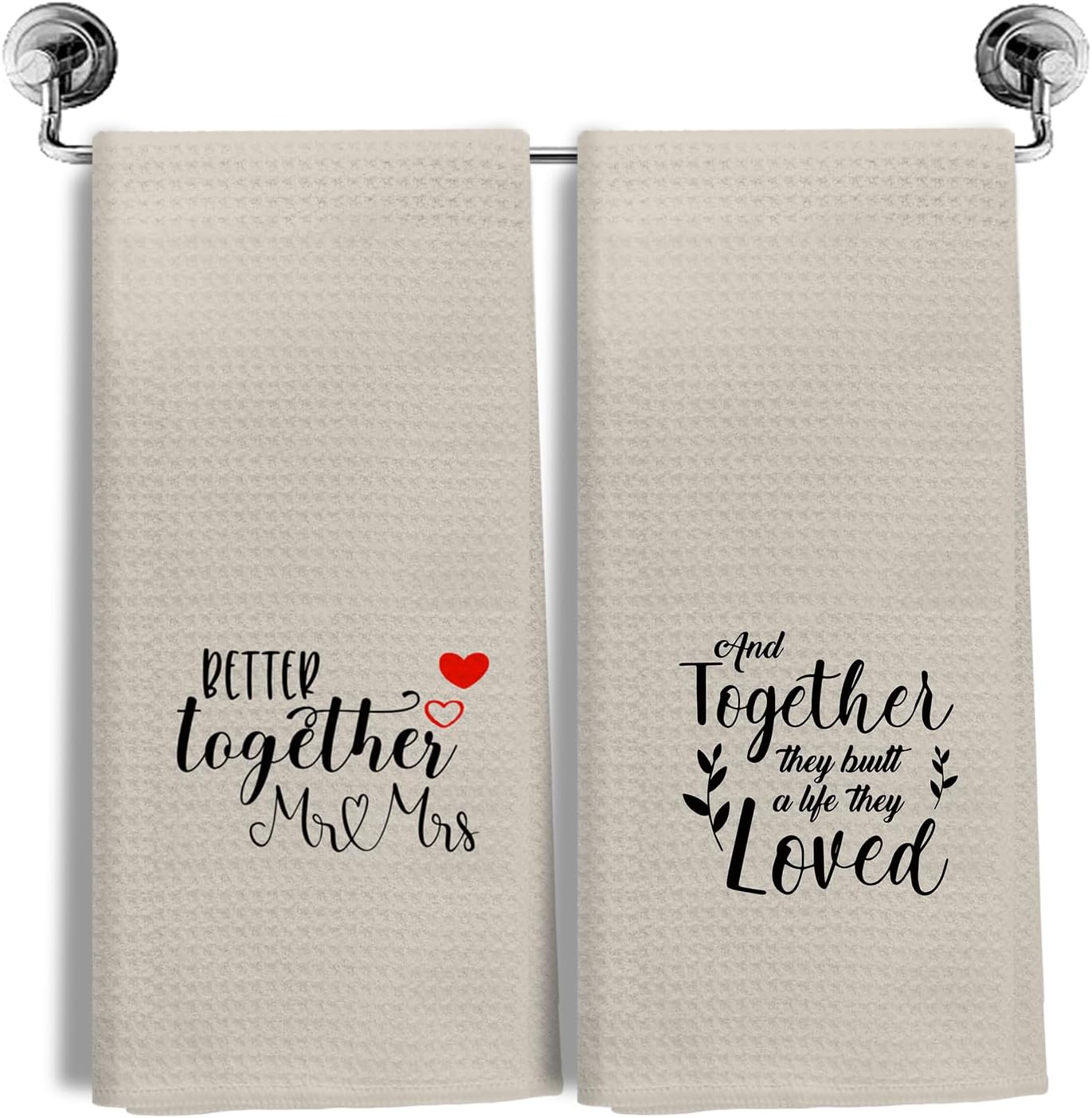 Mr and Mrs Beige Kitchen Dish Tea Towels Set of 2, Unique Wedding/Engagement/Wedding Shower/Just Married/Engaged Gifts for Newlyweds Couples Bride Fiance 2025, Wedding Hand Towels for Bathroom