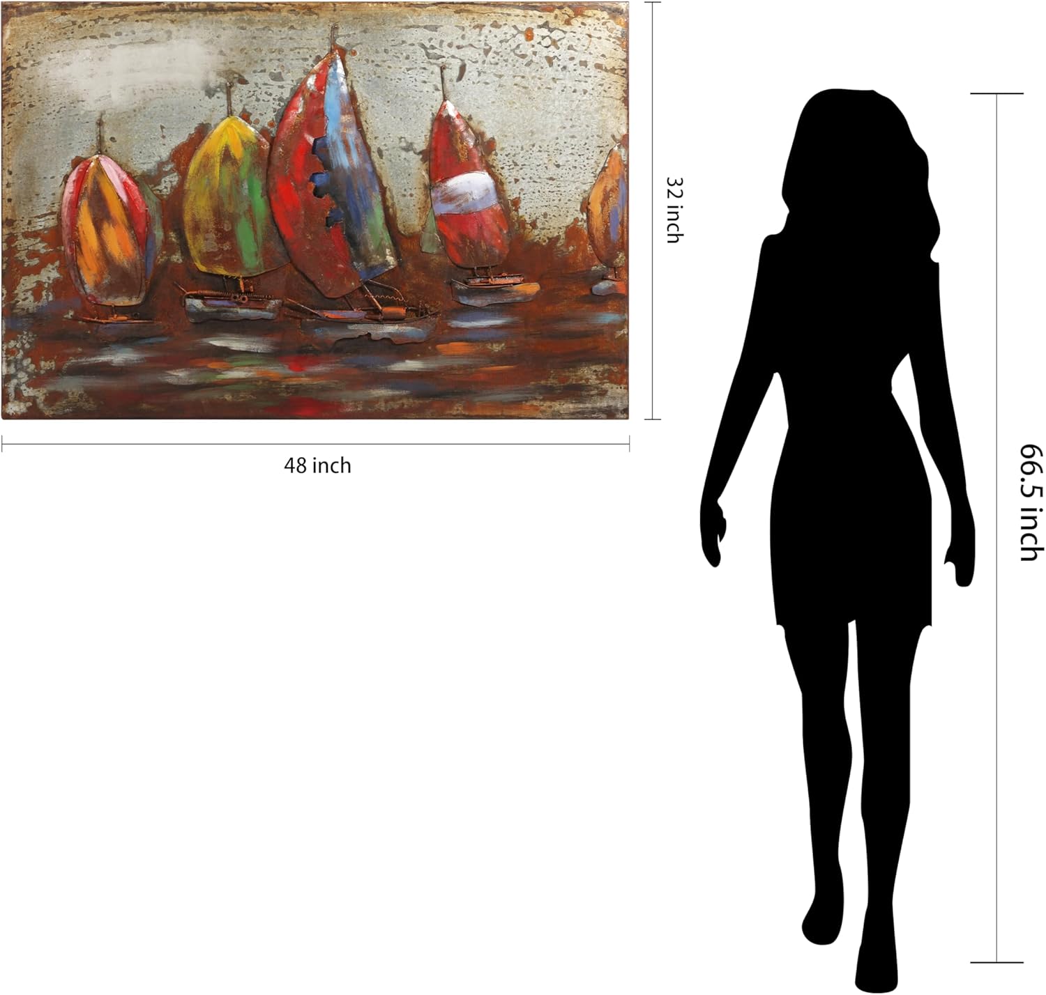 Empire Art Direct "The Regatta 1" Mixed Media Hand Painted Iron Wall Sculpture by Primo