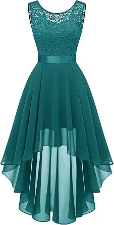 BeryLove Women's 2023 Prom Dress Summer Wedding Formal Sleeveless Lace Cocktail Flowy Midi Dresses