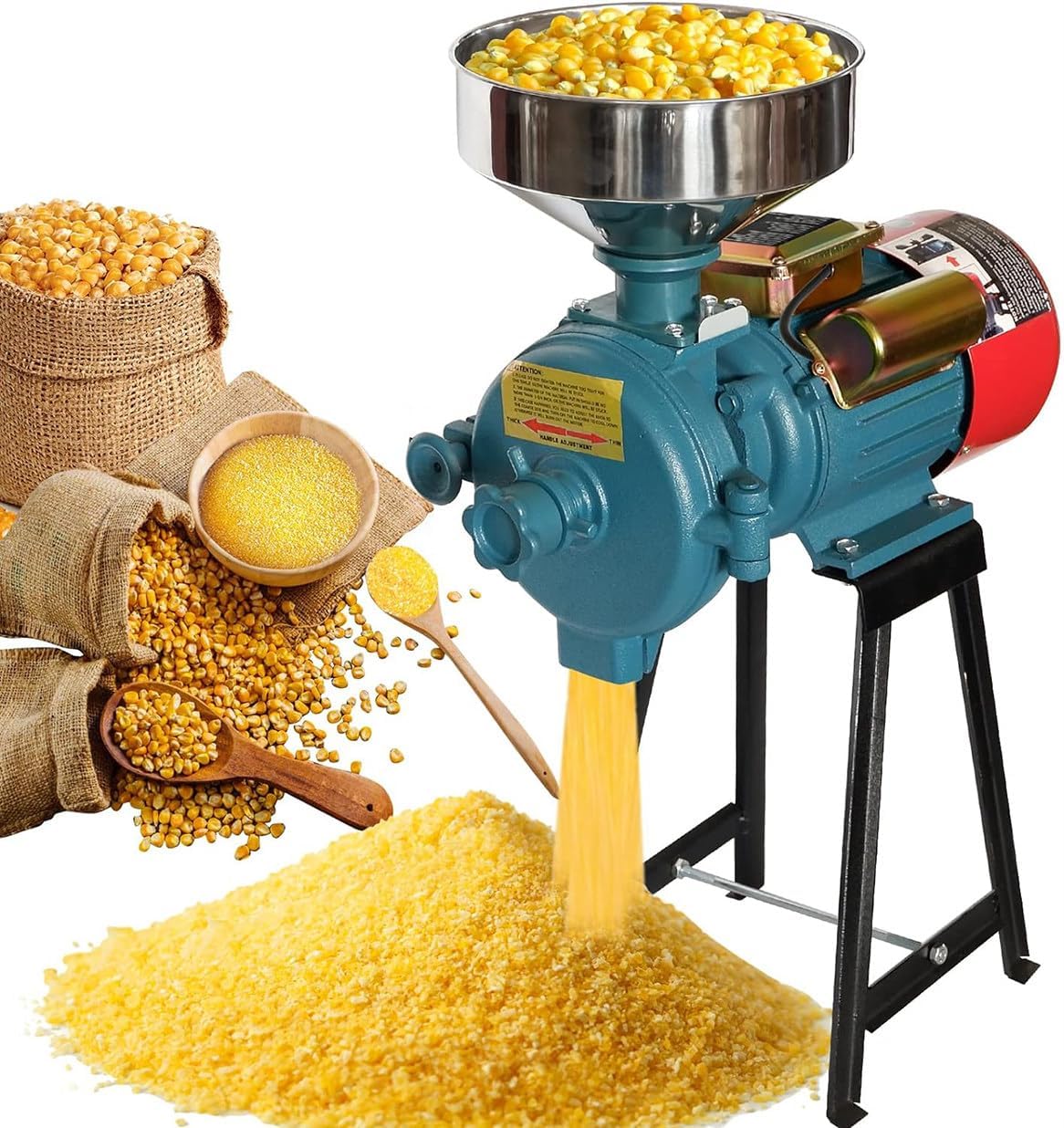3500W Electric Grinder Mill, Heavy Duty Commercial Electric Feed Mill, Dry & Wet Grinder, Stainless Steel Superfine Powder Grinder 1400R/Min for Coffee,A-A