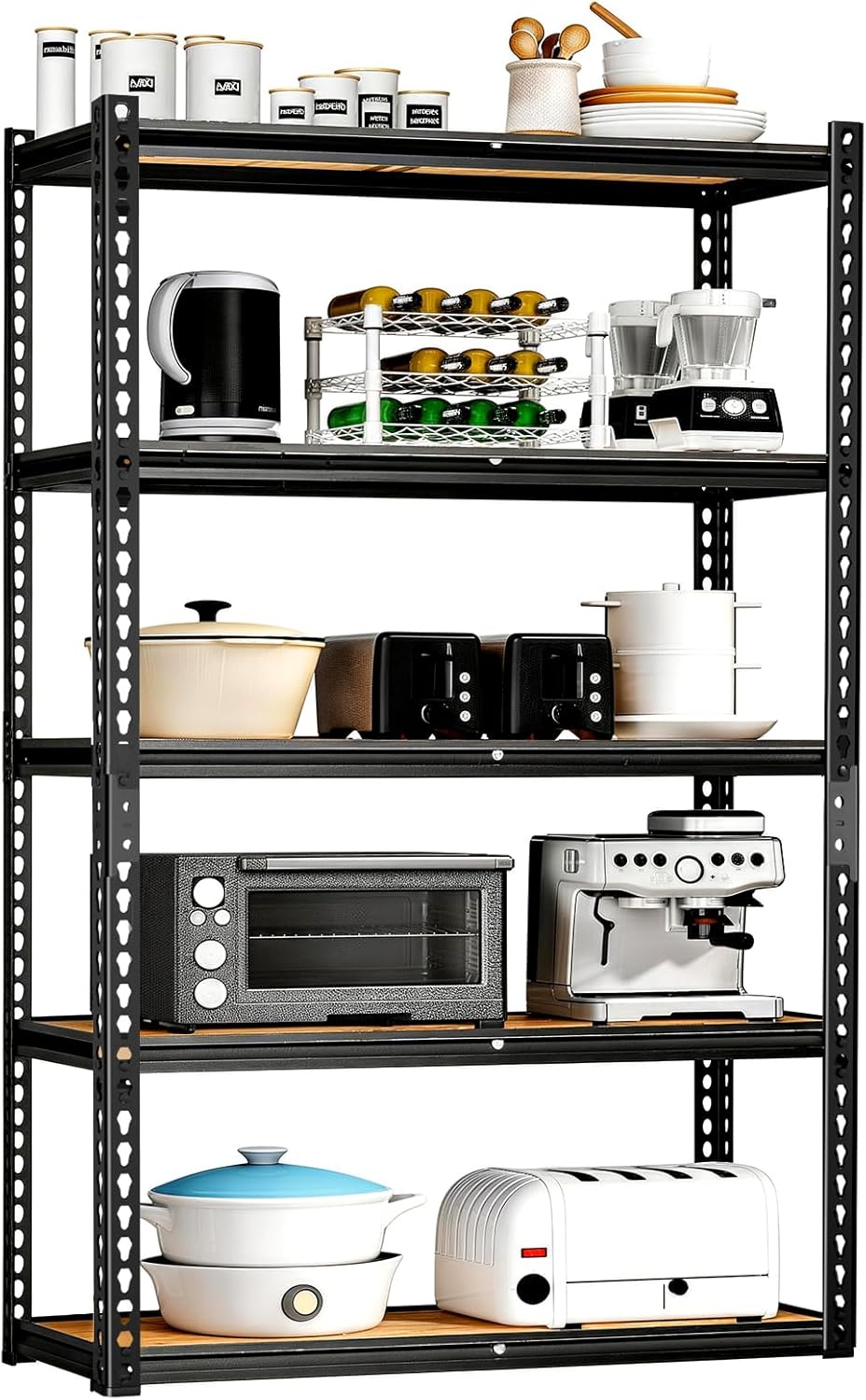 LEVELEVE 5-Tier Storage Shelving Unit, Metal, for Kitchen, Garage, Laundry Room, Adjustable, 35" L x 16" W x 73" H, Rectangular
