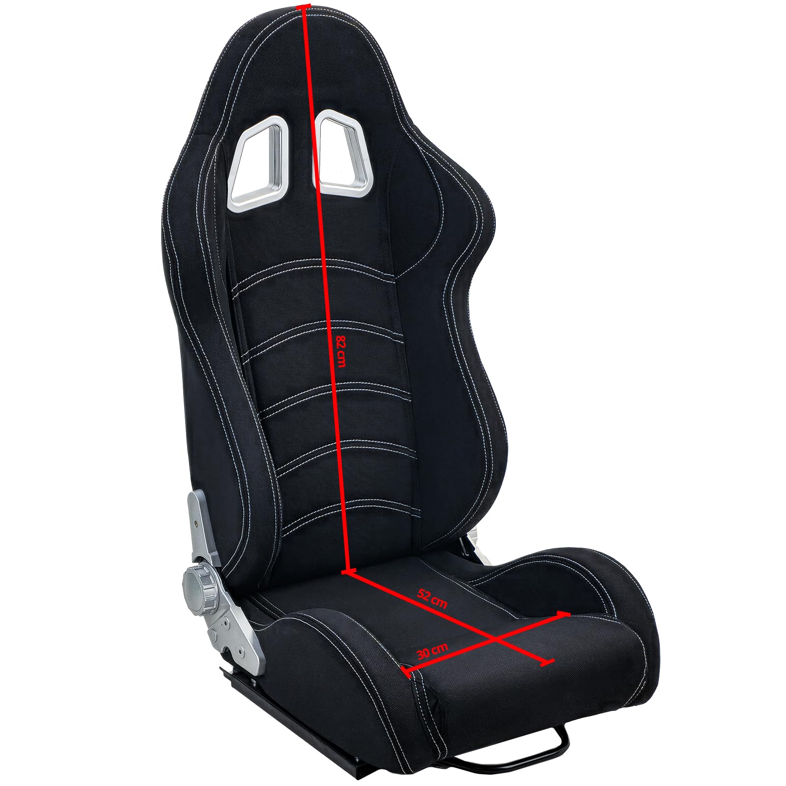 Tenzo-R Sportsitz Halbschalensitz Stoff Schwarz Grau mit 405er Laufschienen