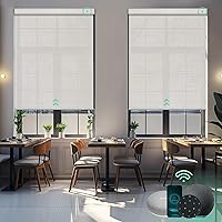 Vista 25 de Yoolax Persianas solares motorizadas que filtran la luz, persianas inteligentes con control remoto, funcionan con Alexa, persianas enrollables