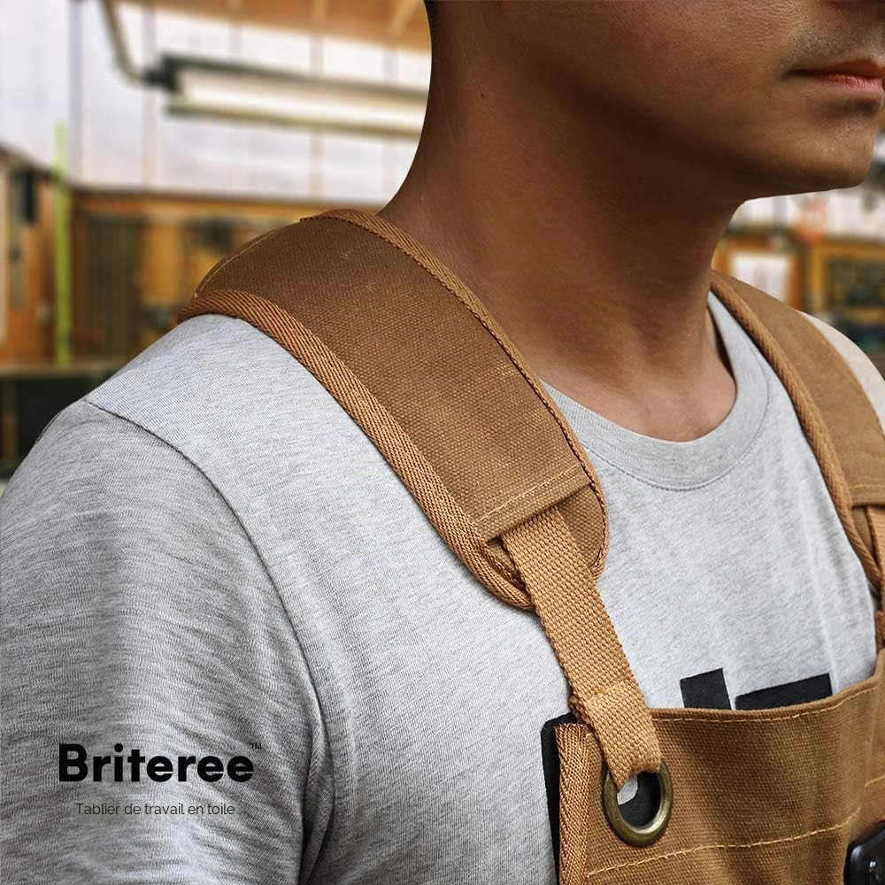 Tablier de travail du bois pour homme, cadeau pour menuisier, avec 9 poches à outils, tablier de travail en toile cirée durable