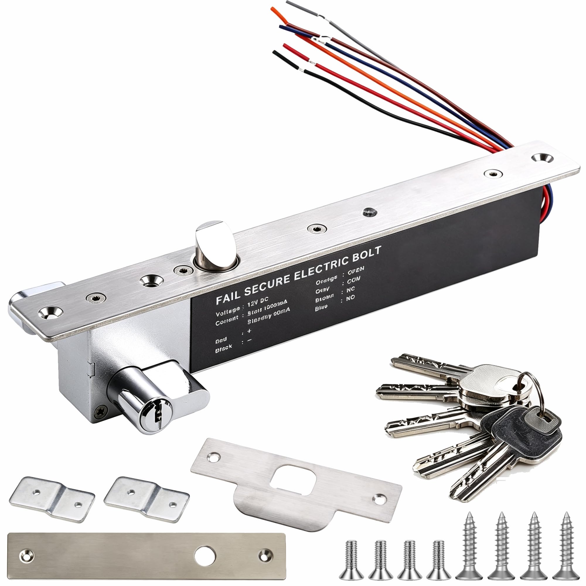 UHPPOTE Fail Secure NO Electrique Loquet Boulon Serrure W/Cylindre Knob pour Porte en Bois en Métal en Verre
