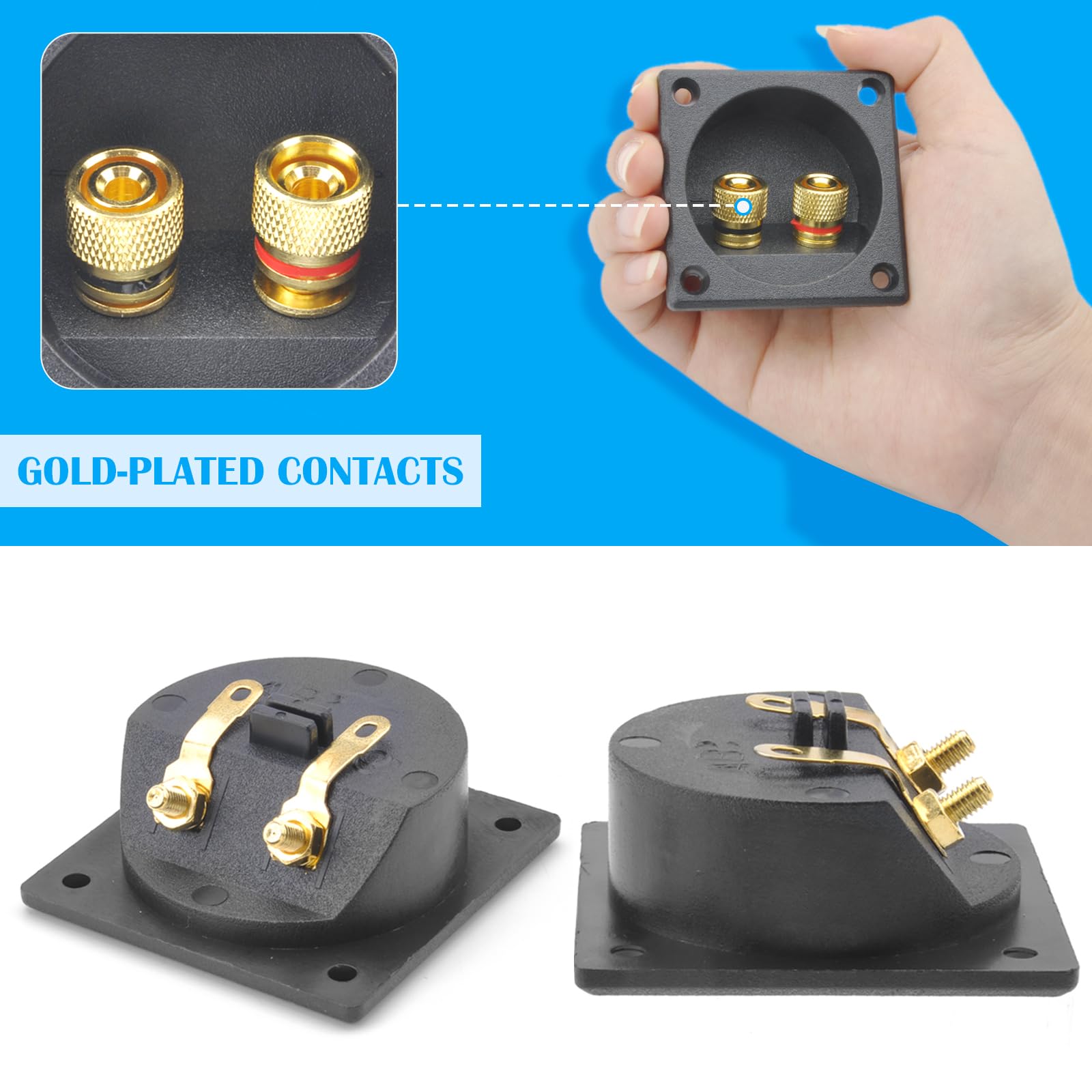 2 Pezzi Nero 2 Vie Altoparlante Box Terminale Binding Post, Speaker Box Terminal Binding Post Subwoofer Terminale tazza Cassa Gold Banana Binding Post, Connettori a Molla Rotondi per Subwoofer