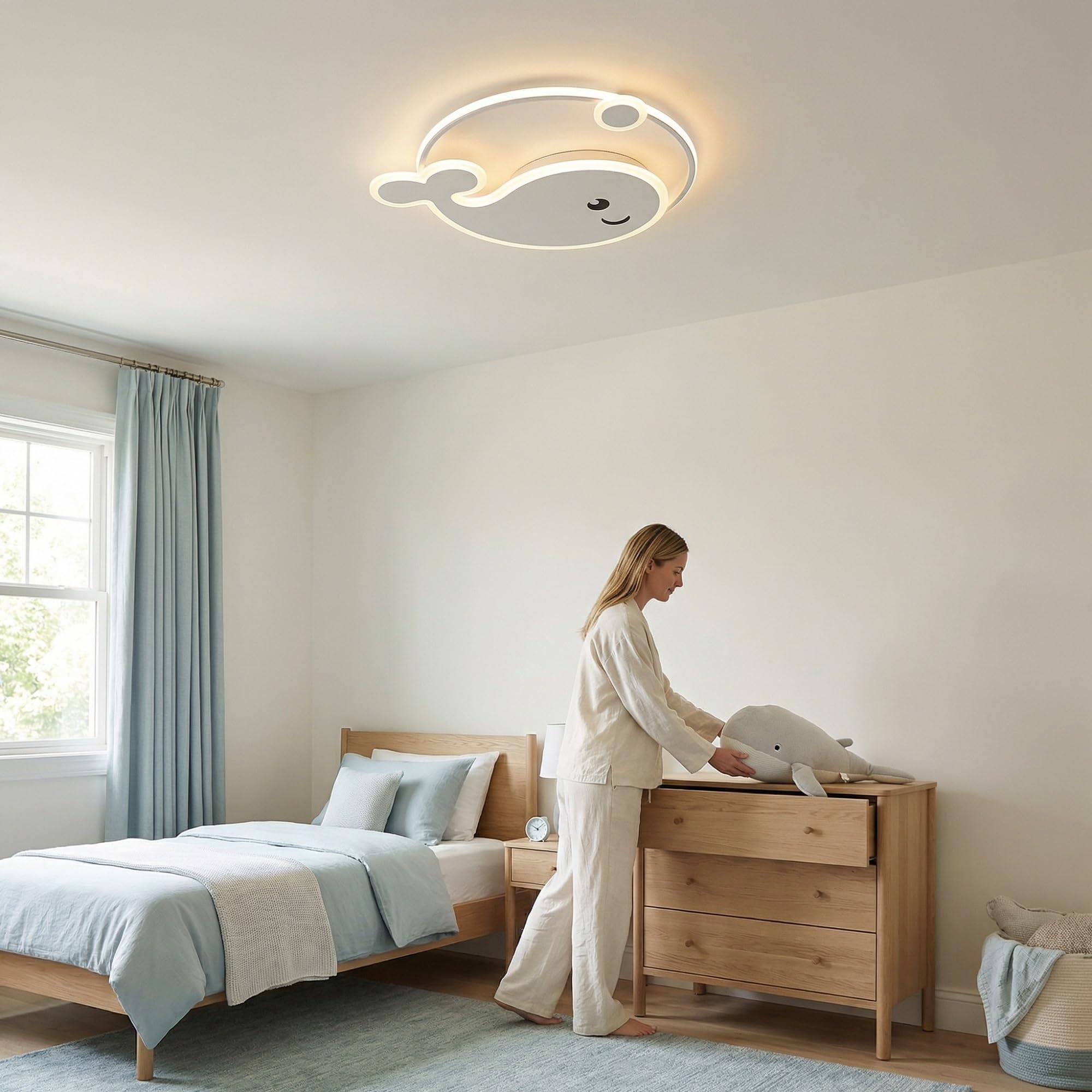 Kairry Nowoczesna ultra cienka lampa sufitowa LED 5 cm, akrylowa i metalowa ściemnialna lampa sufitowa, miękkie oświetlenie do sypialni, salonu, biura, jadalni, 45 W/55 W (55 cm)