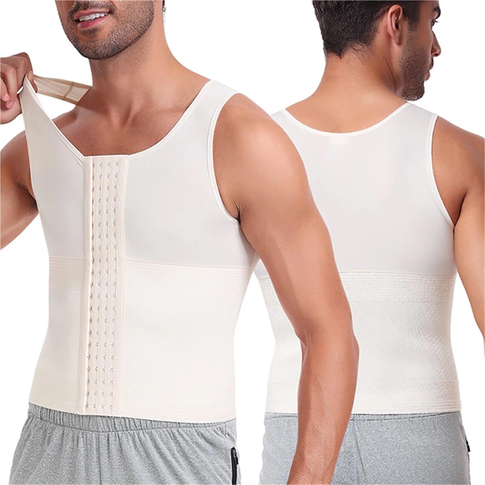 Prendas Moldeadoras Hombre Camiseta sin Mangas Moldeadora de Cintura con Control Abdomen y 4 Filas Ganchos for Hombre. Camisetas compresión for moldear el Cuerpo. Faja Reductora