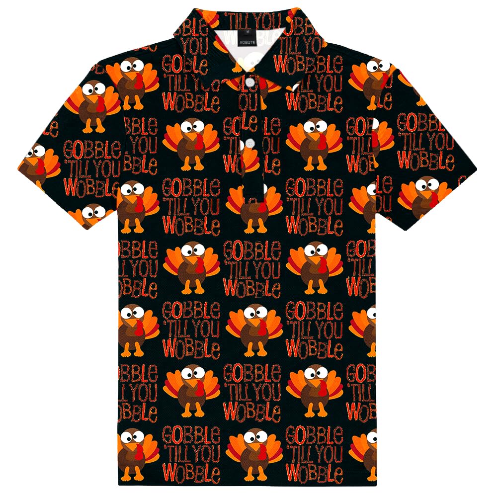 AOBUTE Kids 4th of July Polo American Flag Short Sleeve Button Down Shirts Tops 3-14 Years