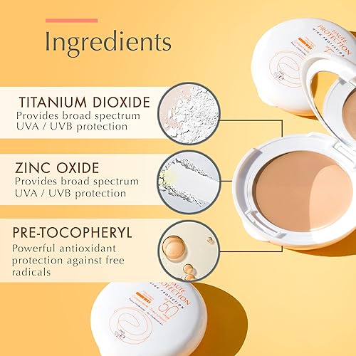 Miniatura 4 de Avène High Protection Tinted Compact, Mineral Sunscreen, Tinted Sunscreen, Broad Spectrum SPF 50+, UVA/UVB Blue Light Protection, 100% Mineral