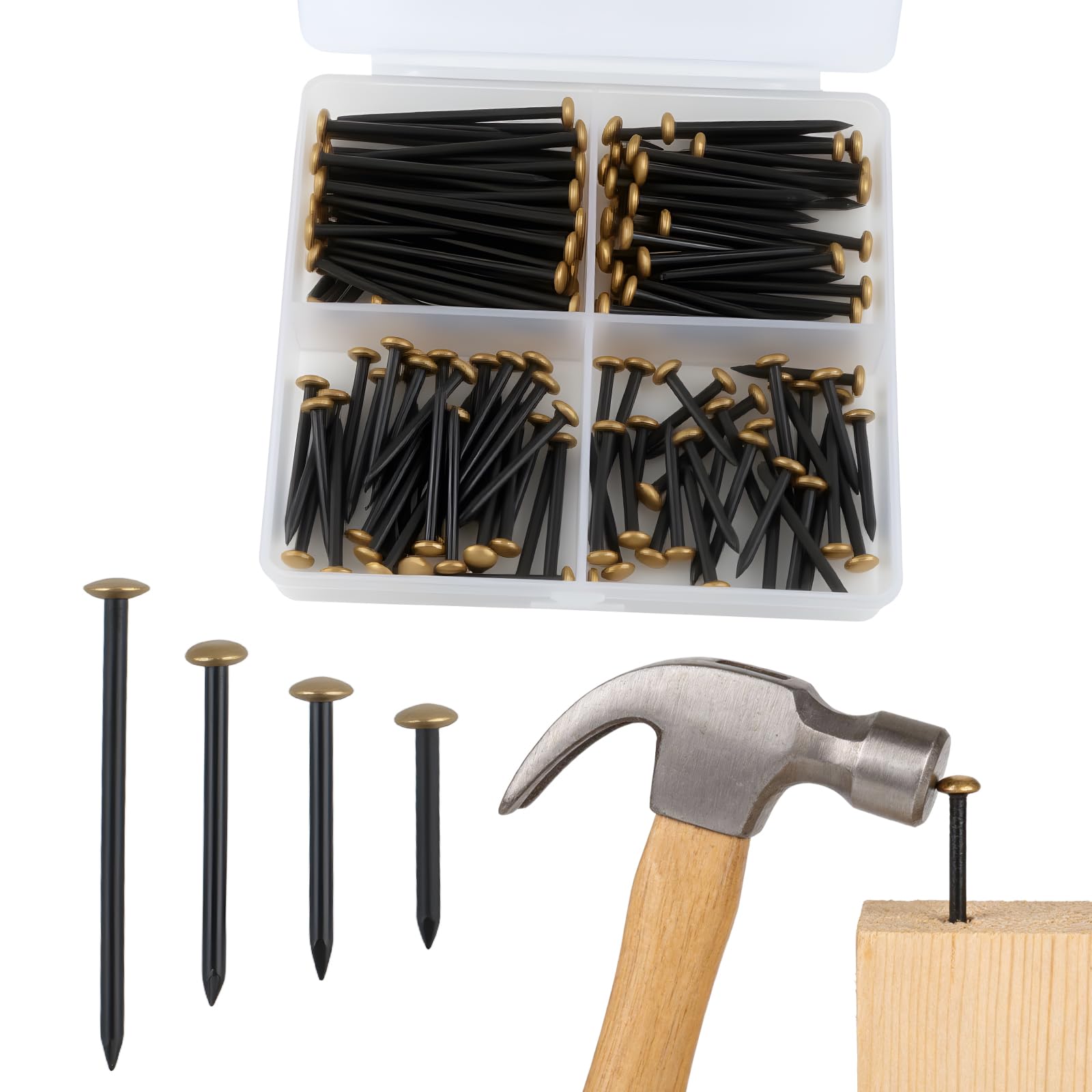 140 PcsPicture Nails for Walls, Photo Wall Nails for Hanging Pictures, Brass Metal Picture Frame HangersPicture Hangers Hooks, Masonry NailsWall Pins for Hanging Pictures Photo Frames