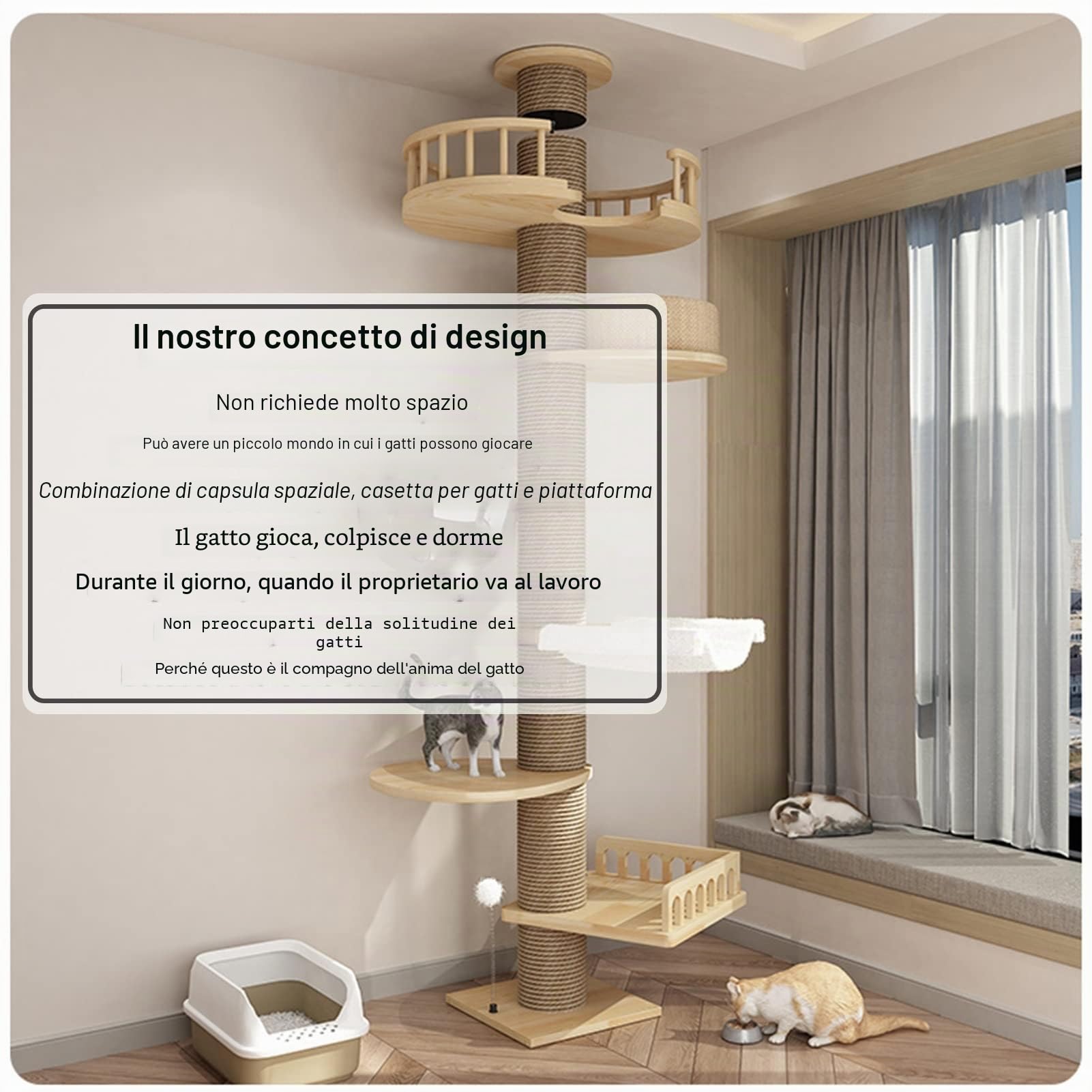 Mobili per gatti di grandi dimensioni, multi-livello, con amaca, tiragraffi e nido per gatti, torre per gatti da interno per arrampicarsi e giocare