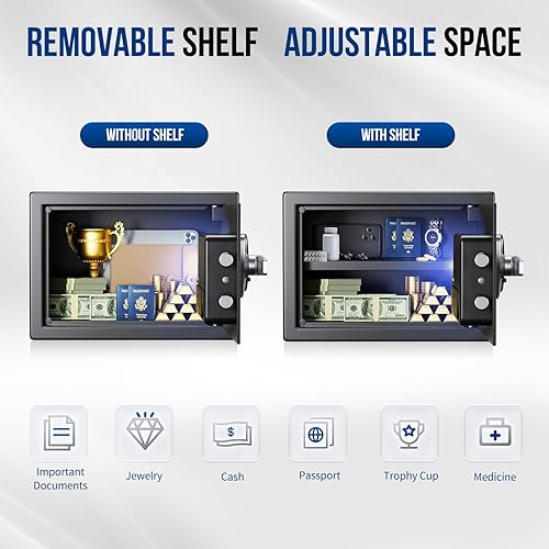 Miniatura 7 de BlackSmith Home Biometric Safe 1.0 Cub - Caja de reconocimiento de huellas dactilares con llaves, bloqueo de teclado, pantalla LCD, sistema de
