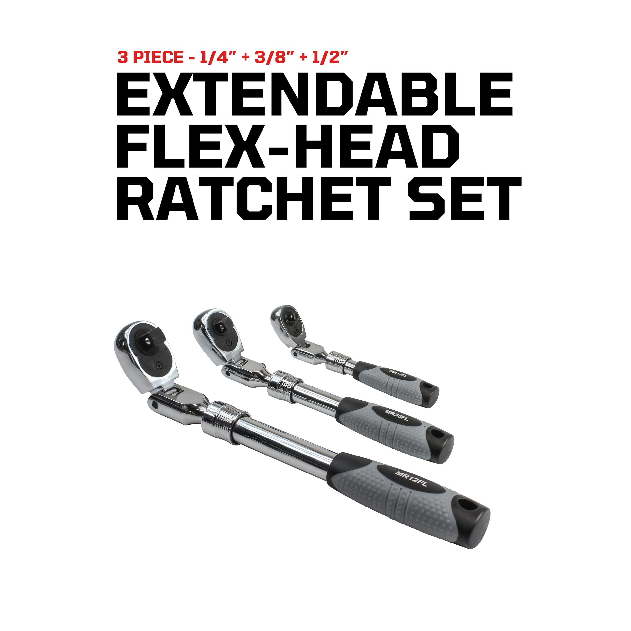 EZRED MR482FL 3-Piece Extendable Ratchet Set,Silver - Hand Tools