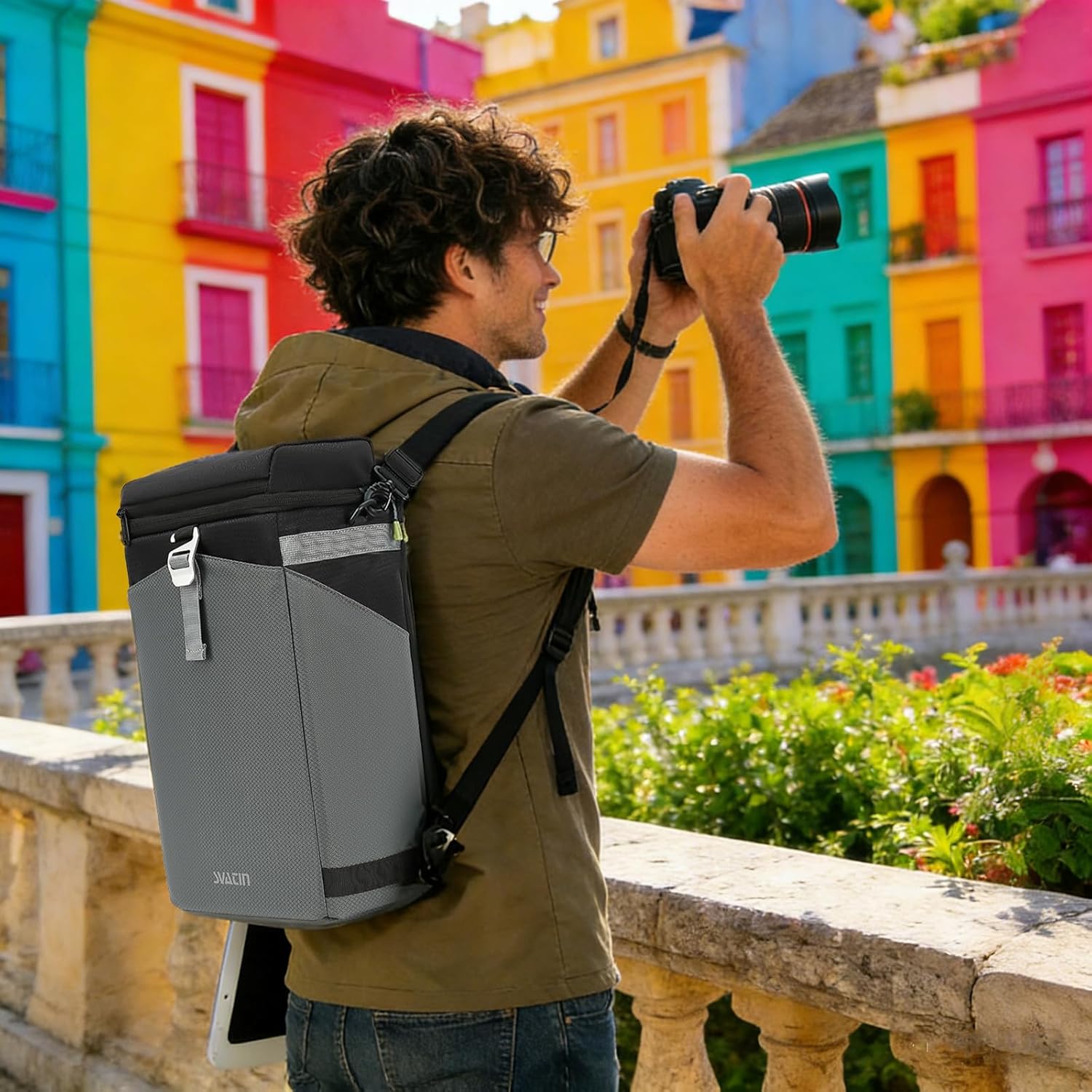 Camera Insert Backpack,Dual Opening Padded Camera Lens Cube Case Bag,Digital DSLR/SLR Mirrorless Cameras Accessories Storage Pouch for Canon,Nikon,Sony