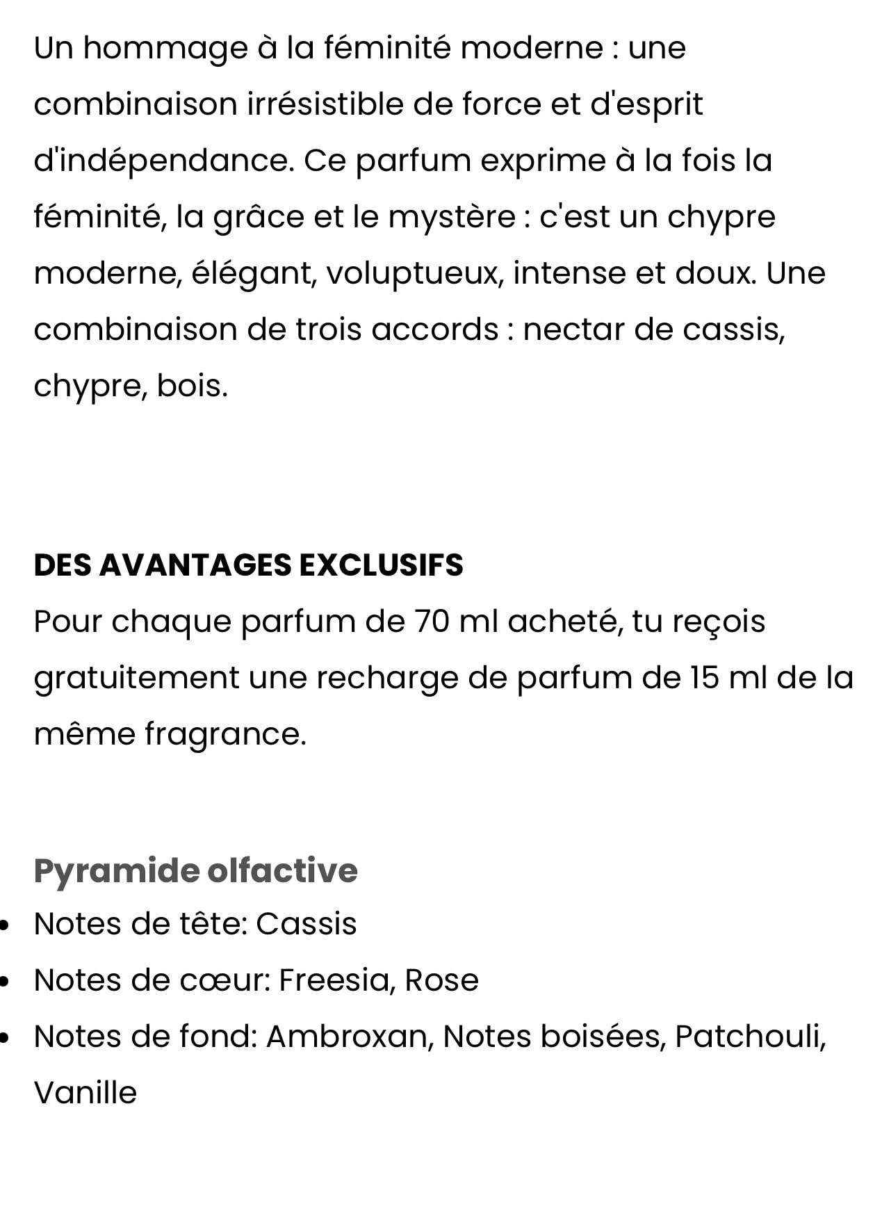Olfazeta Extrait de parfum femme, 70 ml, avec Recharge 15 ml Offerte code 080