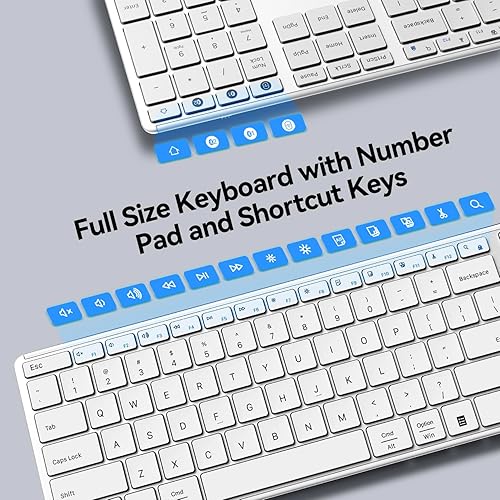 Miniatura 6 de AUSDOM Teclado Bluetooth de tamaño completo, 2.4G, inalámbrico, silencioso, delgado, multidispositivo, teclado plano silencioso de perfil bajo con
