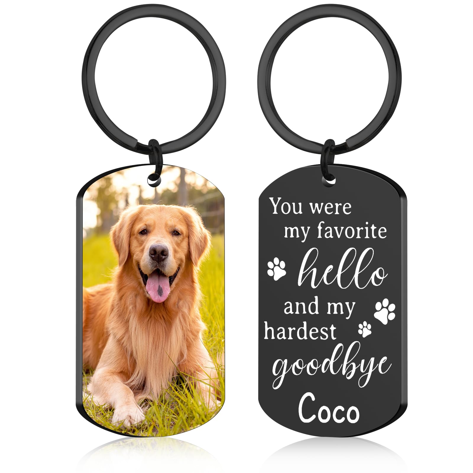 Personalized Pet Memorial Keychain - Custom Keychain with Dog Picture - Sympathy Gifts for Pet Loss