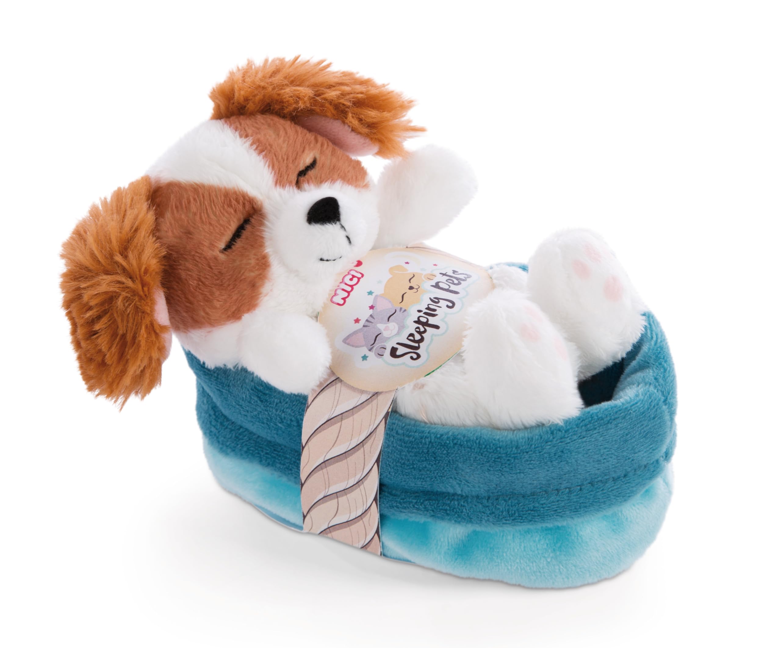 NICI Kuscheltier Hund im Körbchen 12 cm – Sleeping Pets Plüschtier Cocker Spaniel für Mädchen, Jungen & Babys – Stofftier Hund zum Kuscheln, Spielen & Schlafen – Gemütliches Schmusetier