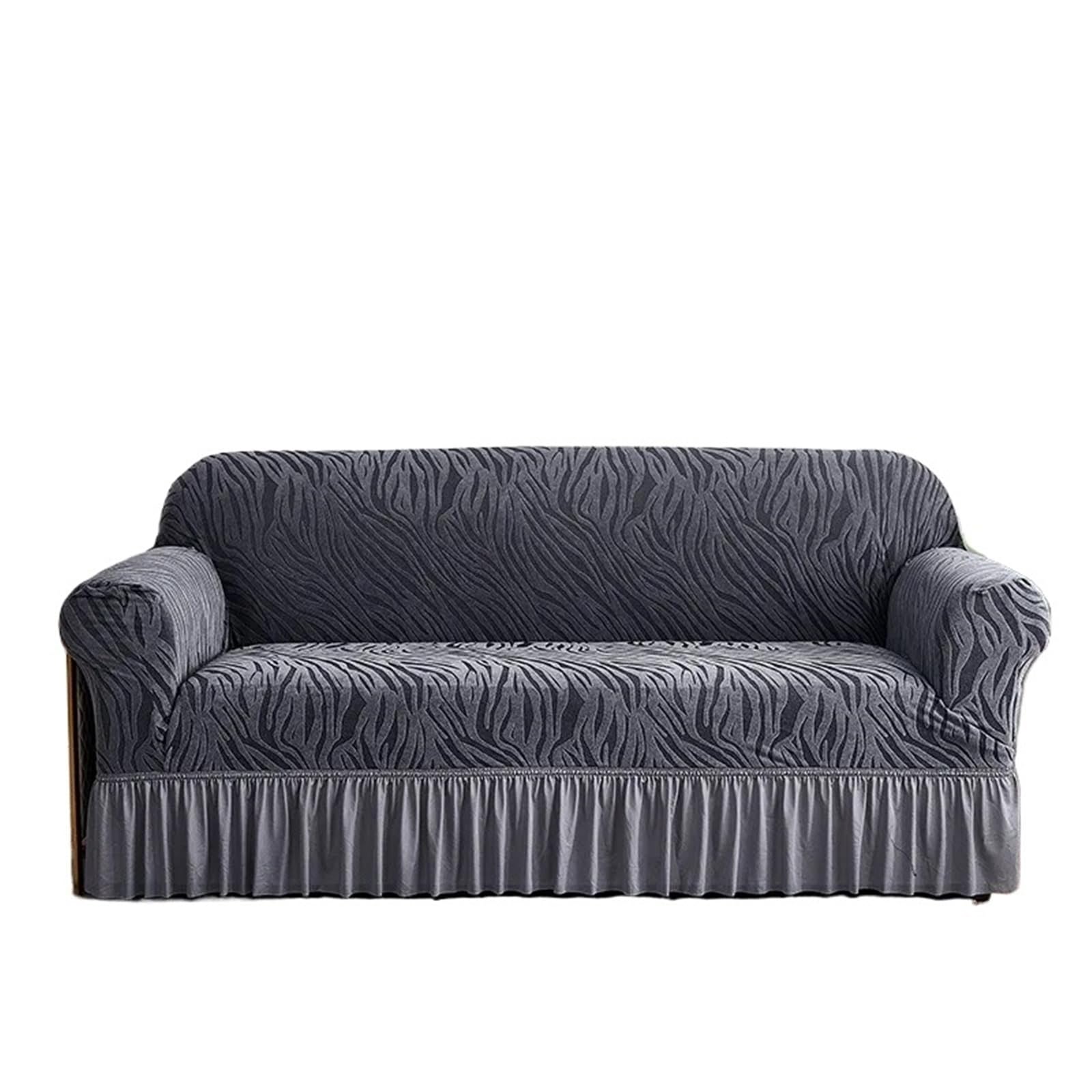 GCYEIDMA Skirt Sofa Cover 1/2/3/4 Seat Sofa Slipcover with Skirt Easy Fitted for Living Room Couch Cover Washable(Color 5,2-Seater-145-185cm)